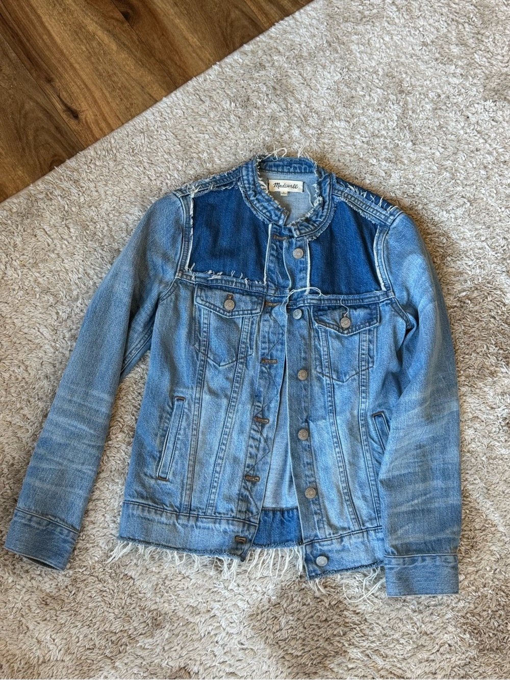 Madewell Two-Tone Denim Jacket with Frayed Hem